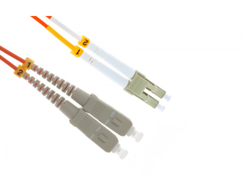 Комм. шнур оптический Hyperline, Duplex LC/SC, OM2 50/125, LSZH, 15м, Ø 2мм, серый хвостовик, цвет: оранжевый