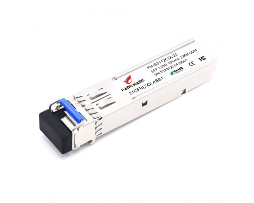 FH-S3112IDL20, 20 км SFP модуль 1.25G, 2 волокна, 1310 нм, DDM, LC, Industrial