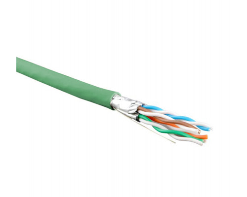 Кабель витая пара Hyperline UFTP4-C6-S23-IN-LSZH, LSZH (нг(A)-HF), U/FTP, кат. 6, проводник Ø 0,57мм, 500м, тип прокладки: внутри зданий, цвет: зелёны