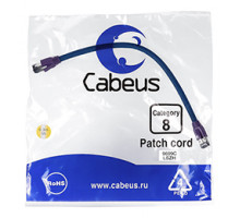 Патч-корд Cabeus PC-SSTP-RJ45-Cat.8-0.3m-LSZH Кат.8 0.3 м серый