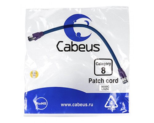 Патч-корд Cabeus PC-SSTP-RJ45-Cat.8-0.3m-LSZH Кат.8 0.3 м серый