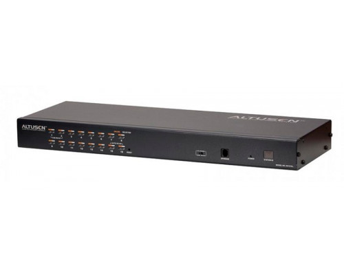 Переключатель KVM Aten, портов: 16, 44х163,6х437,2 мм (ВхШхГ), USB, RJ45, PS/2, цвет: чёрный
