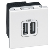 Розетка в сборе Legrand Valena, 2x USB (Type A-B), внутренняя, 51х58 мм (ВхШ), цвет: белый, (LEG.770470)