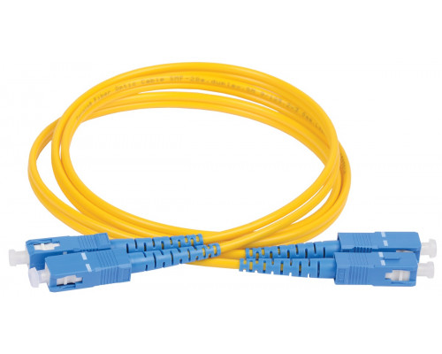 Комм. шнур оптический ITK, Duplex SC/SC (UPC/UPC), OS2 9/125, LSZH, 5м, синий хвостовик, цвет: жёлтый