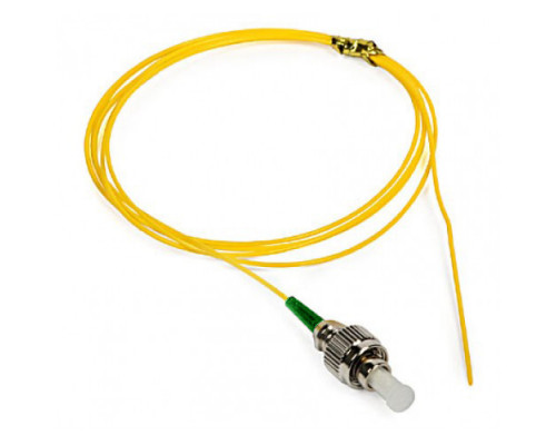 Пигтейл Hyperline, ST/APC (SM), OS2 9/125, 1м, зелёный хвостовик, цвет: жёлтый