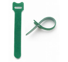 Стяжка кабельная на липучке Hyperline WASN, открывающаяся, 15 мм Ш, 125 мм Д, 10 шт, материал: полиамид, цвет: зелёный