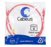 Патч-корд Cabeus PC-UTP-RJ45-Cat.6-1m-RD Кат.6 1 м красный