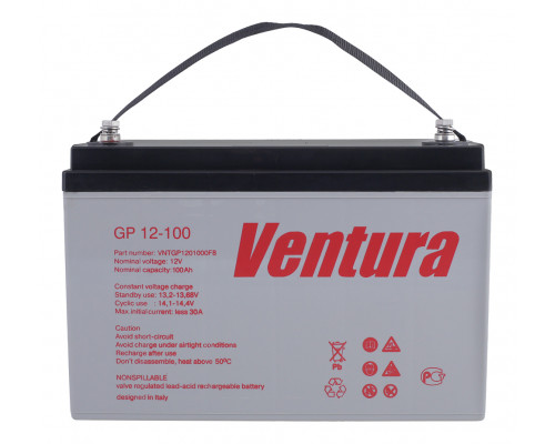 Аккумулятор для ИБП Ventura GP, 215х330х171 мм (ВхШхГ),  Необслуживаемый свинцово-кислотный,  12V/100 Ач, цвет: серый, (GP 12-100)
