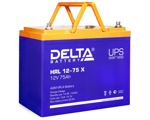 Аккумулятор для ИБП Delta Battery HRL-X, 215х166х258 мм (ВхШхГ),  необслуживаемый свинцово-кислотный,  12V/75 Ач, цвет: синий, (HRL 12-75 X)