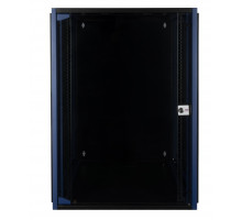 Шкаф телекоммуникационный настенный Datarex, 19&quot;, 18U, 757х600х600 мм (ВхШхГ), дверь: стекло, разборный, цвет: чёрный