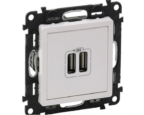 Розетка в сборе Legrand Valena Life, 2x USB (Type A-B), экр., внешняя, 51х58 мм (ВхШ), цвет: белый, (LEG.753412)