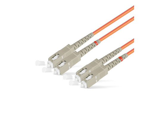 Комм. шнур оптический Hyperline, Duplex SC/SC, OM2 50/125, LSZH, 15м, Ø 2мм, серый хвостовик, цвет: оранжевый