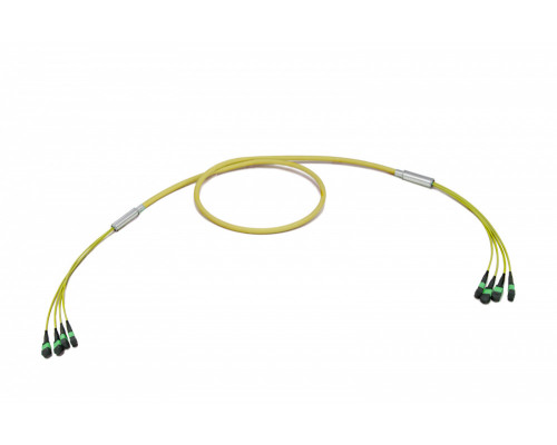 Комм. шнур оптический Eurolan, MTP/MTP, OS2 9/125, LSZH (нг(A)-HF), 100м, Ø 5,5мм, зелёный хвостовик, цвет: жёлтый