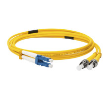 Комм. шнур оптический Lanmaster, Duplex ST/LC (UPC/UPC), OS2 9/125, LSZH, 3м, синий хвостовик, цвет: жёлтый