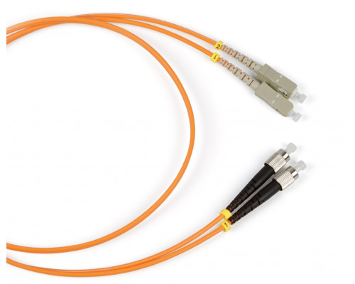 Комм. шнур оптический Hyperline, Duplex FC/SC, OM1 62,5/125, LSZH, 15м, Ø 2мм, серый хвостовик, цвет: оранжевый