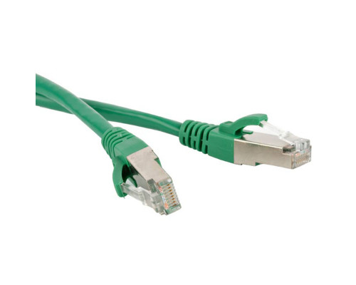 Шнур комм. Hyperline, кат. 5е, экр., STP, RJ45/RJ45, LSZH, AWG26 1м, зелёный