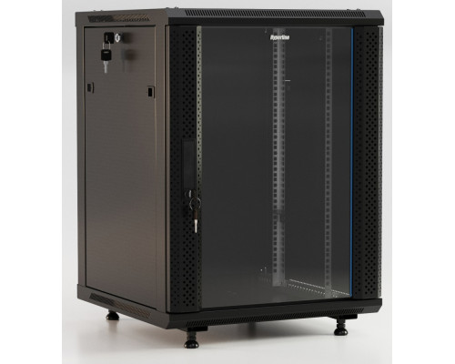 Шкаф телекоммуникационный настенный Hyperline TWB-FC, 19", 27U, 1316х600х600 мм (ВхШхГ), дверь: стекло, разборный, цвет: чёрный