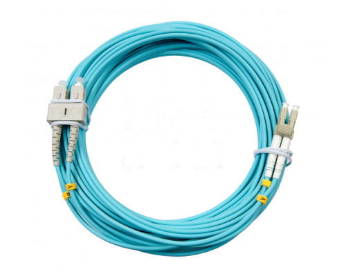 Комм. шнур оптический Hyperline, Duplex LC/SC, OM3 50/125, LSZH, 3м, Ø 2мм, голубой хвостовик, цвет: голубой