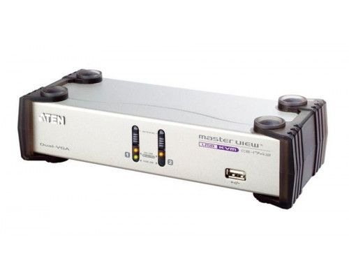 Переключатель KVM Aten, Altusen, портов: 2, 42х745х200 мм (ВхШхГ), USB, цвет: чёрный