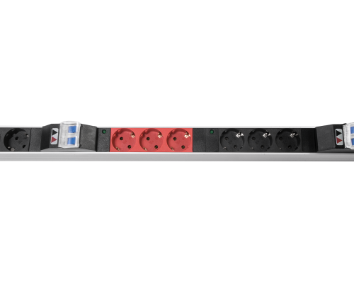 Верт блок розеток Rem-3x32, 3 фазы 32A, 6 авт, инд, 18 S, 1420 мм, вх IEC 309, шнур 3 м