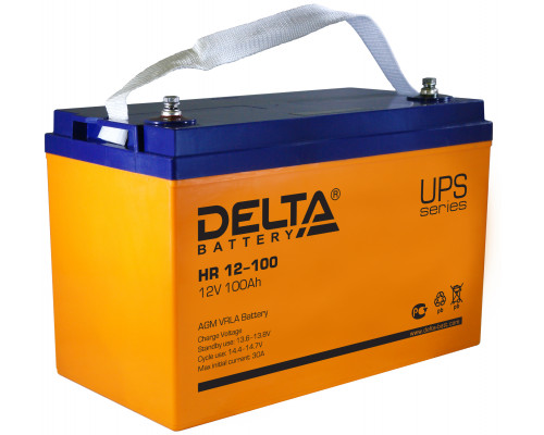 Аккумулятор для ИБП Delta Battery HR, 220х171х330 мм (ВхШхГ),  Необслуживаемый свинцово-кислотный,  12V/100 Ач, цвет: оранжевый, (HR 12-100)