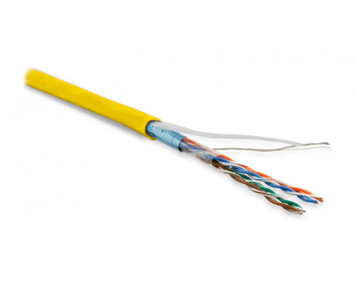 Кабель витая пара Hyperline, LSZH (нг(A)-HF), F/UTP, кат. 5е, проводник Ø 0,48мм, 100м, бухта, тип прокладки: внутри зданий, цвет: жёлтый