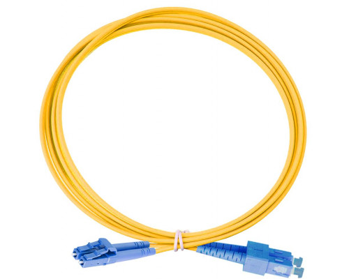 Комм. шнур оптический Eurolan Tight Buffer, Duplex SC/LC, OS2 9/125, LSZH (нг(A)-HF), 3м, синий хвостовик, цвет: жёлтый