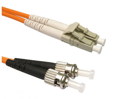 Комм. шнур оптический Hyperline, Duplex LC/ST, OM2 50/125, LSZH, 15м, Ø 2мм, серый хвостовик, цвет: оранжевый