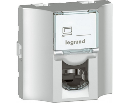 Розетка проходная Legrand LCS2, 1x RJ45, кат. 5е, неэкр., упаковка: 10 шт, цвет: алюминий, (LEG.078624)