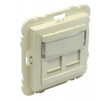 Лиц. панель розеточная Efapel Logus90, 2х RJ45, плоская, шторки, цвет: жемчуг (90442 SPE)