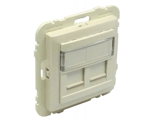 Лиц. панель розеточная Efapel Logus90, 2х RJ45, плоская, шторки, цвет: жемчуг (90442 SPE)