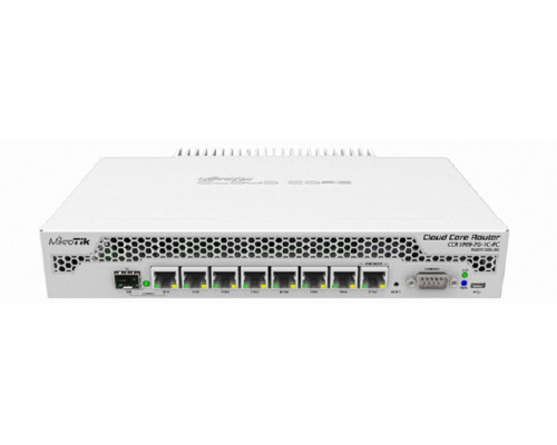 Маршрутизатор Mikrotik, CCR1009, портов: 8, USB: Да, 44х272х190 мм (ВхШхГ), цвет: серый, CCR1009-7G-1C-PC