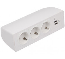 Блок силовых розеток Simply Connect, настольный, шнур 3 м 220 В, белый, 3 розетки + зарядное устройство USB A/A
