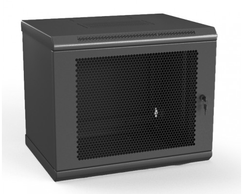 Шкаф телекоммуникационный настенный Hyperline TWL, 19", 9U, 500х600х600 мм (ВхШхГ), дверь: перфорация, разборный, цвет: чёрный