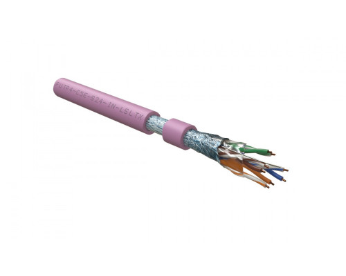 Кабель витая пара Hyperline FUTP4-C5E-S24-IN-LSLTX, Hг(A)-LSLTx, F/UTP, кат. 5е, проводник Ø 0,51мм, 305м, тип прокладки: внутри зданий, цвет: розовый