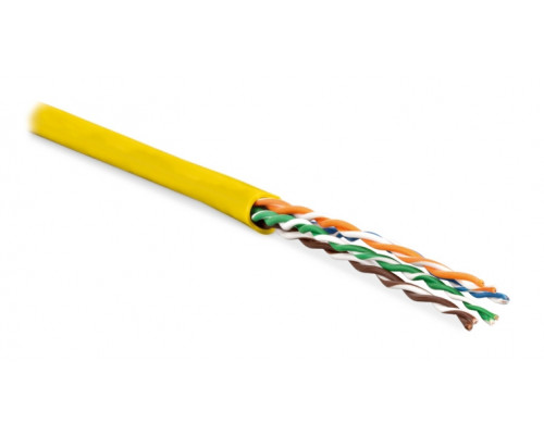 Кабель витая пара Hyperline, LSZH (нг(A)-HF), U/UTP, кат. 6, проводник Ø 0,61мм, 100м, бухта, тип прокладки: внутри зданий, цвет: жёлтый, без разделит