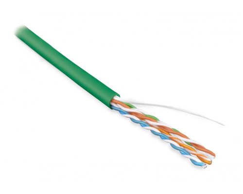 Кабель витая пара Hyperline, LSZH (нг(A)-HF), U/UTP, кат. 5е, проводник Ø 0,51мм, 100м, бухта, тип прокладки: внутри зданий, цвет: зелёный