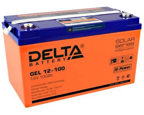 Аккумулятор для ИБП Delta Battery GEL, 216х173х333 мм (ВхШхГ),  необслуживаемый электролитный,  12V/100 Ач, цвет: жёлтый, (GEL 12-100)