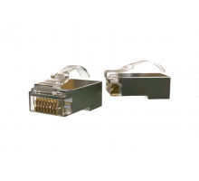 Разъём Hyperline PLEZ-8P8C-U-C6, RJ45(8p8c), кат. 6, экр., для одножильного и многожильного кабеля, 100 шт, цвет: прозрачный, язычек Arch