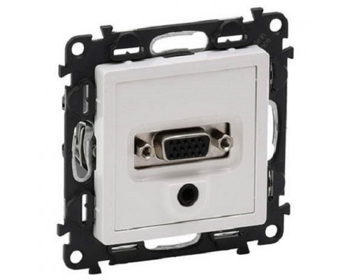 Розетка в сборе Legrand Valena Life, 2x HD 15/гнездо 3,5мм, экр., внешняя, 51х58 мм (ВхШ), цвет: белый, (LEG.753170)