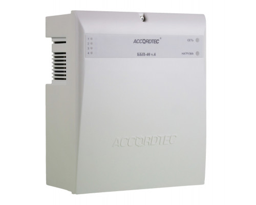Блок питания AccordTec, пластик, цвет: белый, ББП-40 v.4 исп. 1, для видеонаблюдения, ОПС, СКУД, (AT-02578)