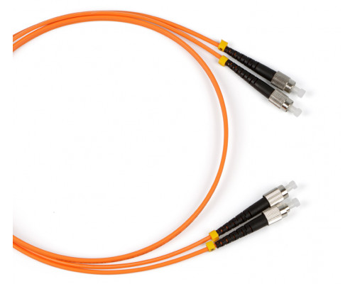 Комм. шнур оптический Hyperline, Duplex FC/FC, OM2 50/125, LSZH, 1м, Ø 2мм, чёрный хвостовик, цвет: оранжевый