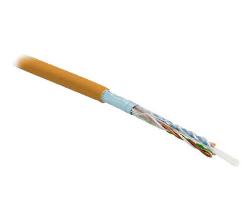 Кабель витая пара Hyperline FUTP4-C5E-S24-IN-PVC, PVC, F/UTP, кат. 5е, проводник Ø 0,51мм, 305м, тип прокладки: внутри зданий, цвет: оранжевый
