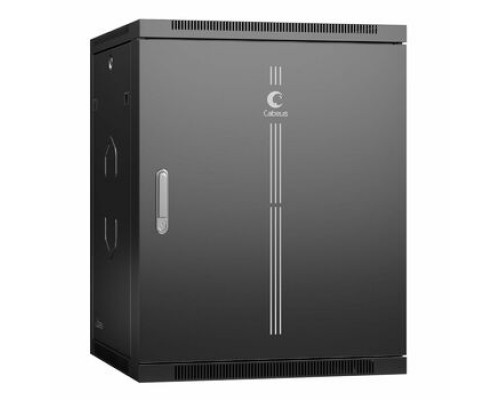 Cabeus SH-05F-15U60/60m-R-BK Шкаф телекоммуникационный настенный 19" 15U 600x600x769mm (ШхГхВ) дверь металл, цвет черный (RAL 9004)