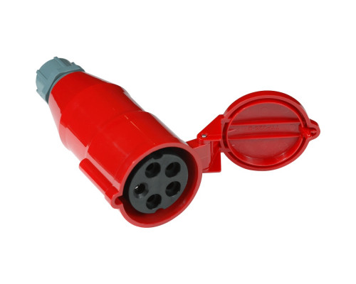 Вилка силовая Lanmaster, вилка IEC 309 16A 2P+E, 32А, для кабеля, вход мама, цвет: красный