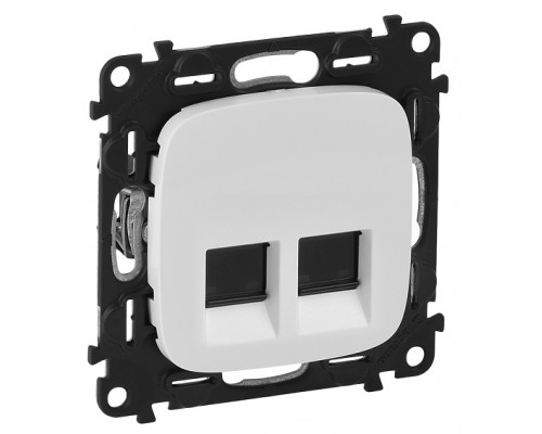 Лиц. панель розеточная Legrand Valena Allure, 2х RJ45, 58х51 мм (ВхШ), плоская, для розетки RJ45, цвет: белый (LEG.755425)