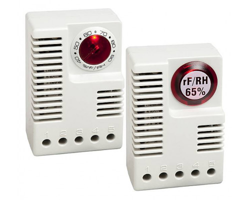 Гигростат STEGO EFR 012, 65х42х38 мм (ВхШхГ), на DIN-рейку, для нагревателя, 230V, серый, электронный, 65 % отн. вл.
