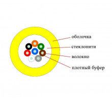 Кабель ВО Datarex Tight Buffer,  8хОВ, OS2 9/125, LSZH (нг(A)-HF), Ø 7мм, барабан, универсальный, небронированный, цвет: жёлтый