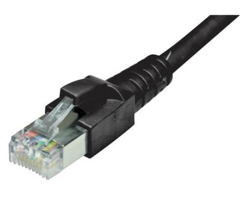 Шнур комм. Hyperline, кат. 6, экр., четырехслойный экран Duobond IV, RJ45/RJ45, LSZH, AWG26 5м, чёрный