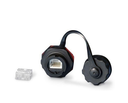 Модуль розеточный Hyperline, keystone, 1хRJ45, 180°, кат. 5е, экр., цвет: чёрный